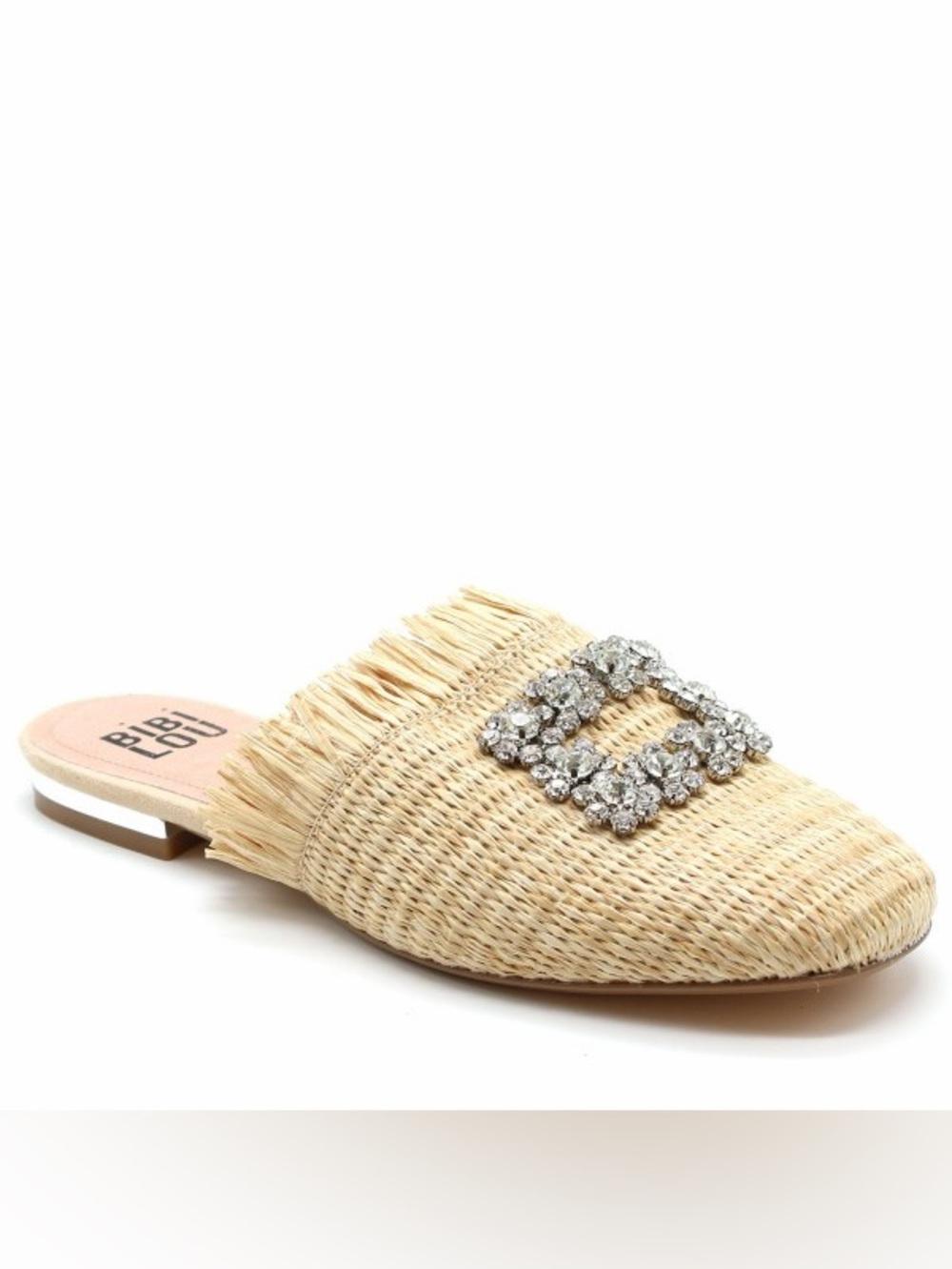 BibiLou raffia jeweled mule slide